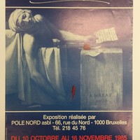 Affiche de l'exposition à Marat, La Révolution Française à Pole Nord asbl à Bruxelles , du 10 octobre au 16 novembre 1985 .