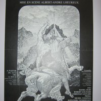 Affiche pour Le Roi Pêcheur de Julien Gracq au Théâtre de L'esprit Frappeur à Bruxelles à parti du 25 octobre 1984