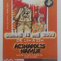 Affiche pour l'exposition Festival des Pavés Numériques à l'Acinapolis Namur à partir du 16 mai 2009