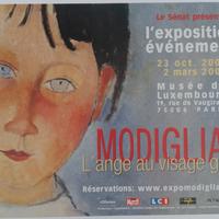 Affiche pour l'exposition Modigliani L'ange au visage grave au musée du Luxembourg du 23 octobre 2002 au 2 mars 2003