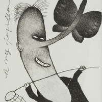 Le nez papillon, dessin original publié dans Le Nez de André Balthazar et Roland Breucker