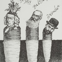 Linné, Balthazar, Breucker, dessin de couverture de Linnéaments de André Balthazar et Roland Breucker paru aux Editions Le Daily-Bul en 1997