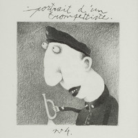 Portrait d'un trompetiste n°4, dessin original publié dans La Trompette de André Balthazar et Roland Breucker