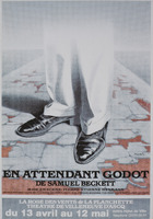 Carte postale de l'affiche pour En attendant Godot,  de Samuel Beckett - Théâtre de la Planchette,  F-Villeneuve d'Ascq 1983 / Jacques Richez