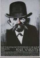 Carte postale de l'affiche pour <em>Karl Valentin</em> - Théâtre de l'Atelier Rue Sainte-Anne, B-Bruxelles 1978 / Jacques Richez