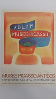 Affiche de l'exposition <em><strong>Folon</strong></em> au Musée Picasso , du 7 juillet au 30 septembre 1984 .