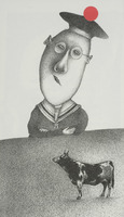 <em>Chapeau pointu</em>, dessin original publié dans <em>Le Point</em> de André Balthazar et Roland Breucker