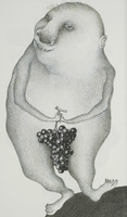 <em>La grappe de raisin</em>, dessin original publié dans<em> Le Suçon</em> de André Balthazar et Roland Breucker