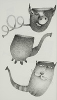 <em>La pipe-cochon, la pipe-vache et la pipe-chat</em>, dessin original publié dans <em>La Pipe</em> de André Balthazar et Roland Breucker