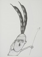 Le Haricot Indien, dessin publié dans<em> Linnéaments</em> de André Balthazar et Roland Breucker paru aux Editions Le Daily-Bul en 1997