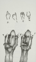 <em>Muets</em>, dessin original publié dans<em> Le Rien</em> de André Balthazar et Roland Breucker